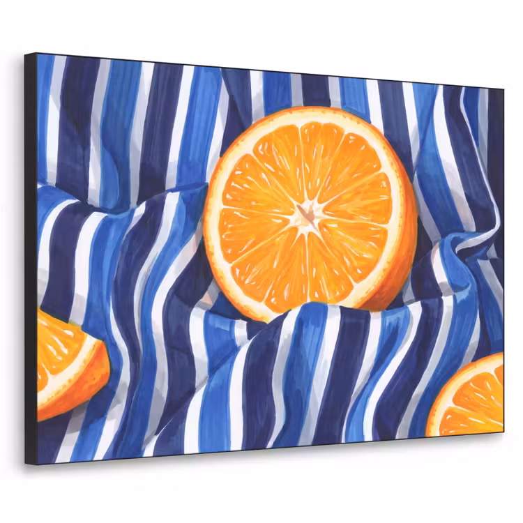 Art Frame - Essen – Obst – Orange - Eten - Fruit - Oranje Textielframe zwart klein