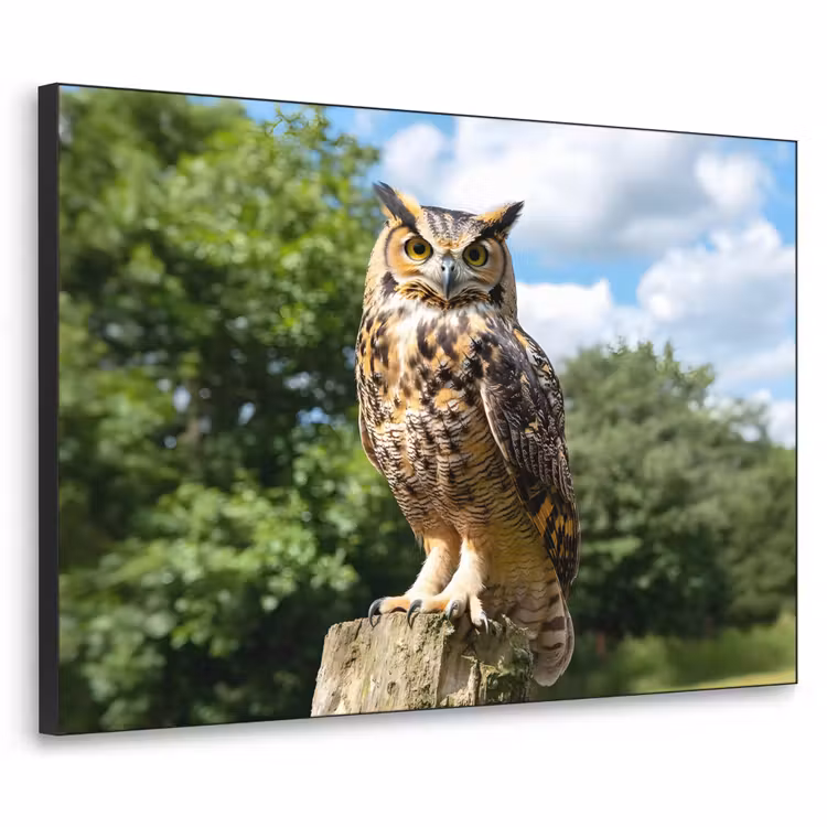 Uil - Boomstronk - Bos - Lucht Textielframe - compleet frame klein -3d