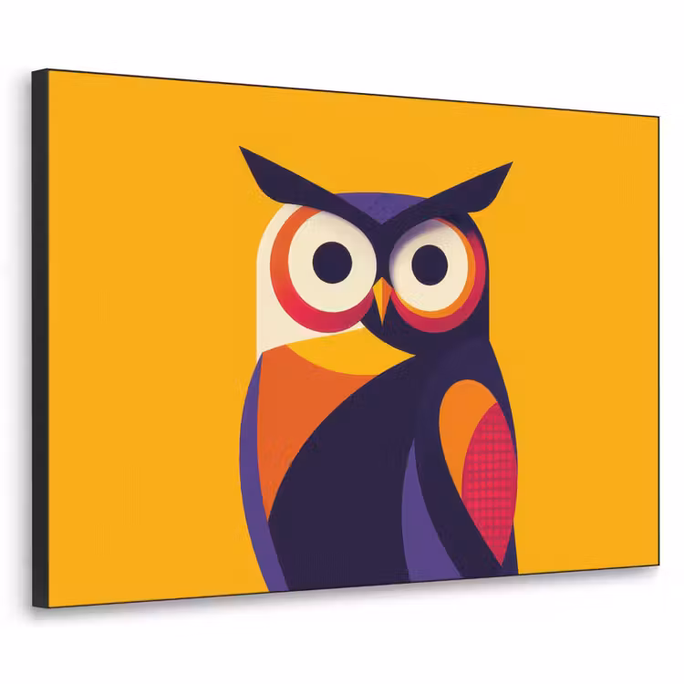 Uil - Grafisch - Kleurrijk - Ogen Textielframe zwart klein -3d