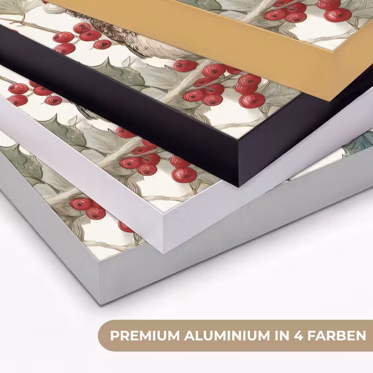 Uilen - Tak - Hulstblaadjes - Kerstmuts Textielframe zwart klein -USP_kleurenDE