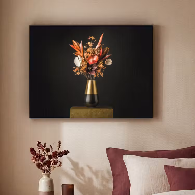 Exotisch - Boeket - Vaas - Goud Textielframe zwart klein -sfeer1