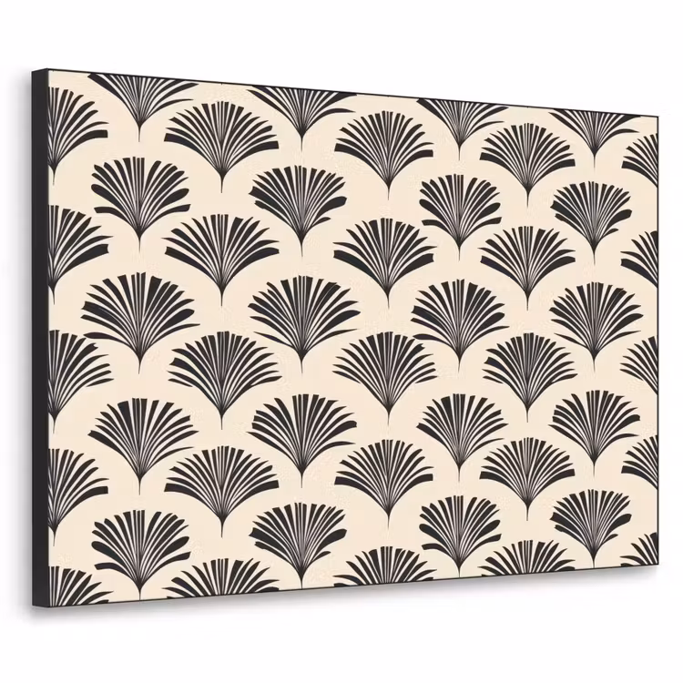 Waaiers - Botanisch - Zwart - Beige Textielframe zwart klein 947 -3d