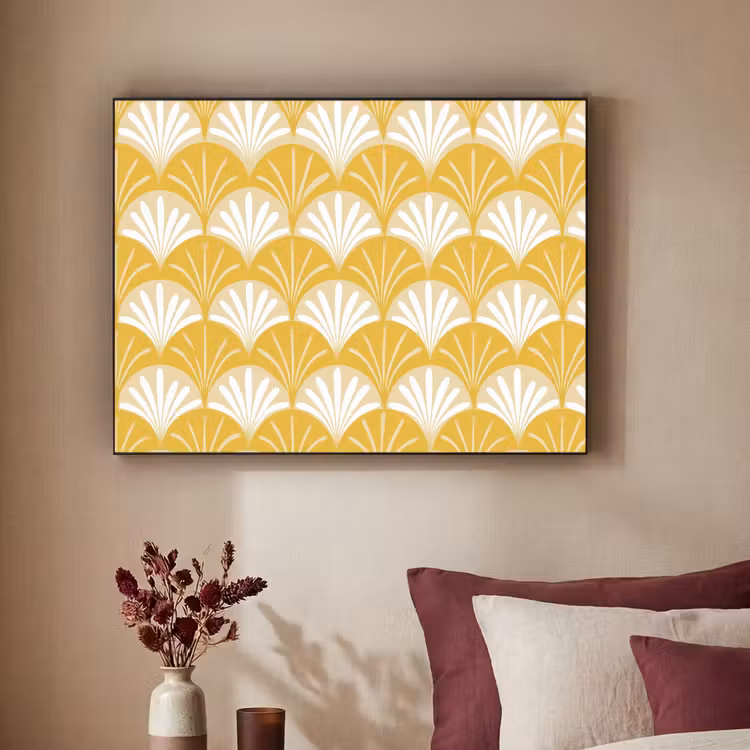 Waaier - Geel - Art Textielframe zwart klein 947 -sfeer1