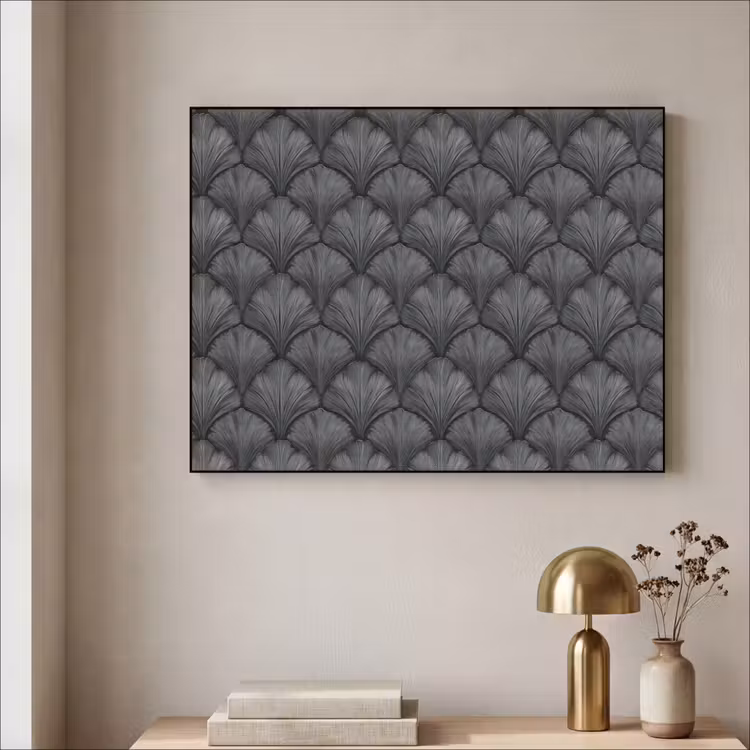 Waaier - Motief - Grijs Textielframe zwart klein 947 -sfeer2