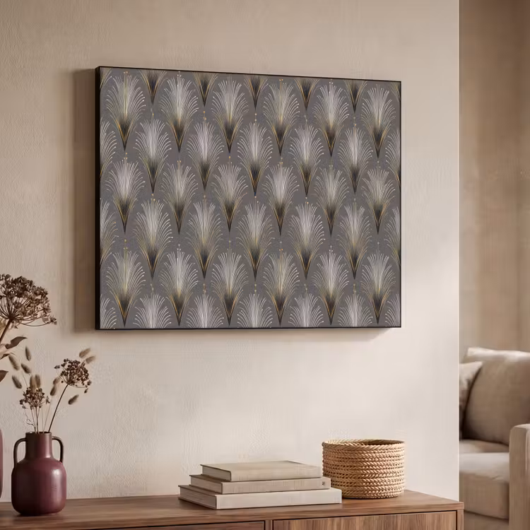 Waaierstralen - Goud - Antraciet Textielframe zwart klein 947 -sfeer3