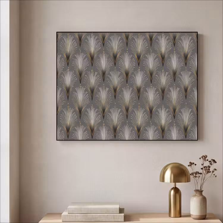 Waaierstralen - Goud - Antraciet Textielframe - compleet frame klein 947 -sfeer2
