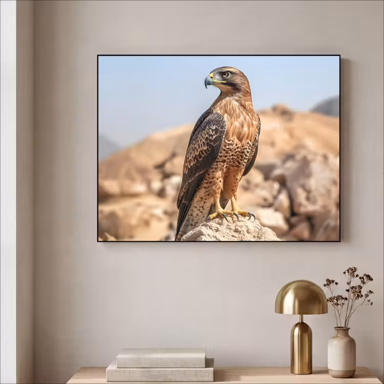 Valk - Vogel - Rots - Macht Textielframe zwart klein -sfeer2