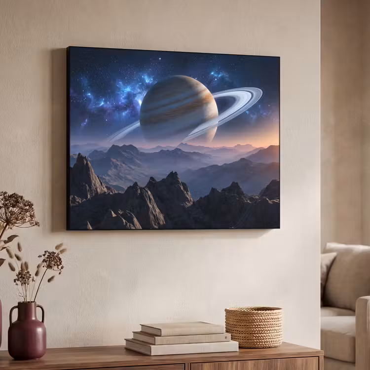 Fantasy - Kosmos - Landschap Textielframe zwart klein -sfeer3