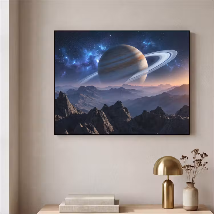 Fantasy - Kosmos - Landschap Textielframe zwart klein -sfeer2
