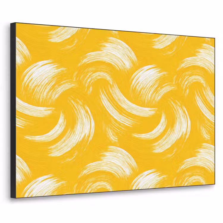 Verfstreken - Abstract - Dynamisch - Geel Textielframe zwart klein 947 -3d