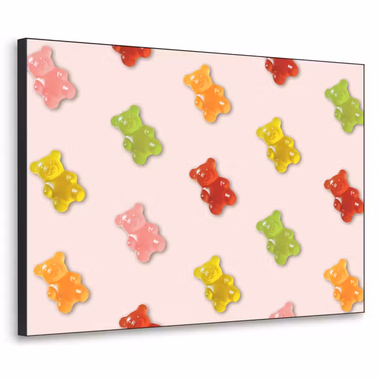 Kleur - Snoep - Roze Textielframe zwart klein -3d