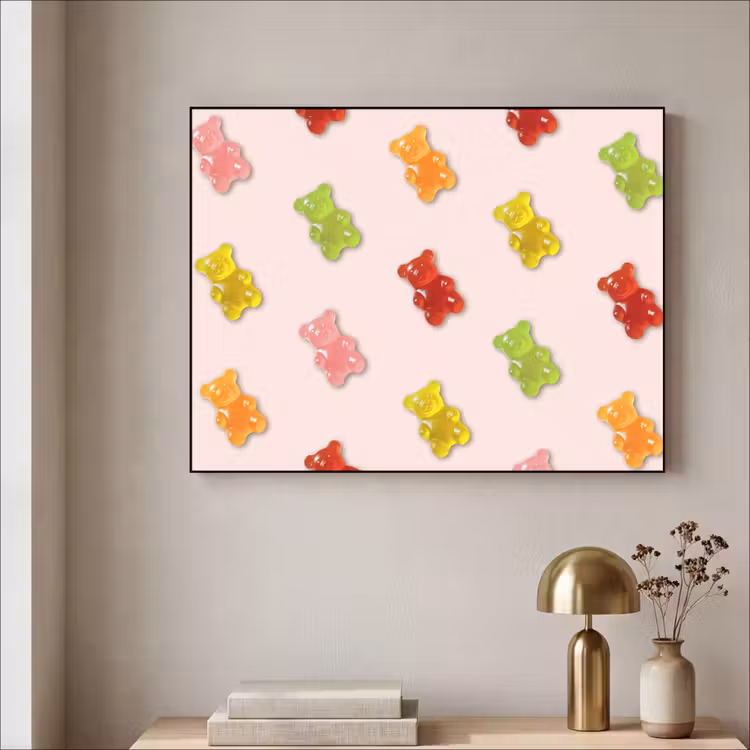 Kleur - Snoep - Roze Textielframe - compleet frame klein -sfeer2