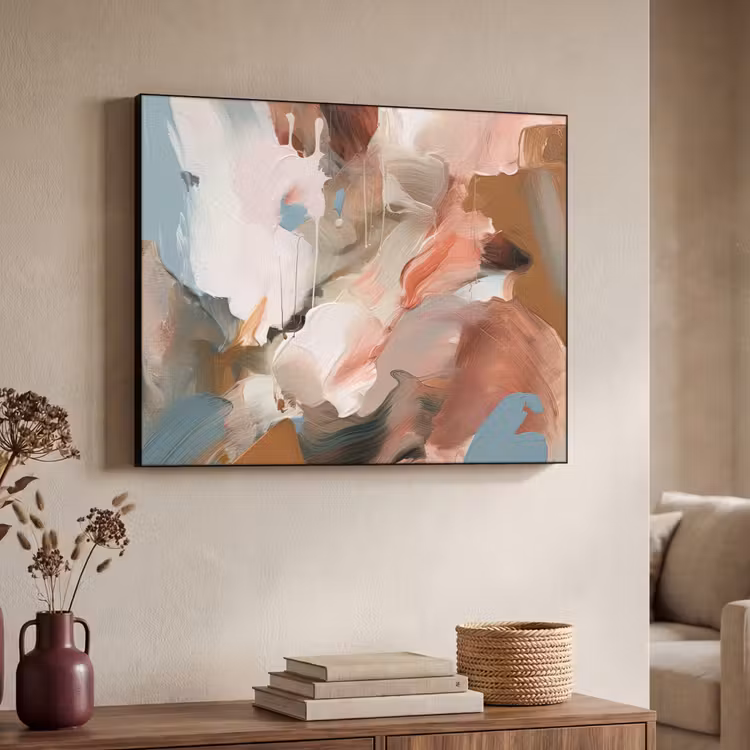Verf - Kleuren - Abstract - Kunst Textielframe zwart klein -sfeer3