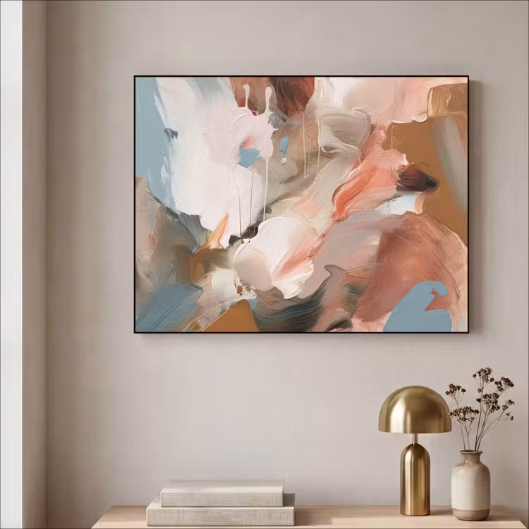 Verf - Kleuren - Abstract - Kunst Textielframe zwart klein -sfeer2