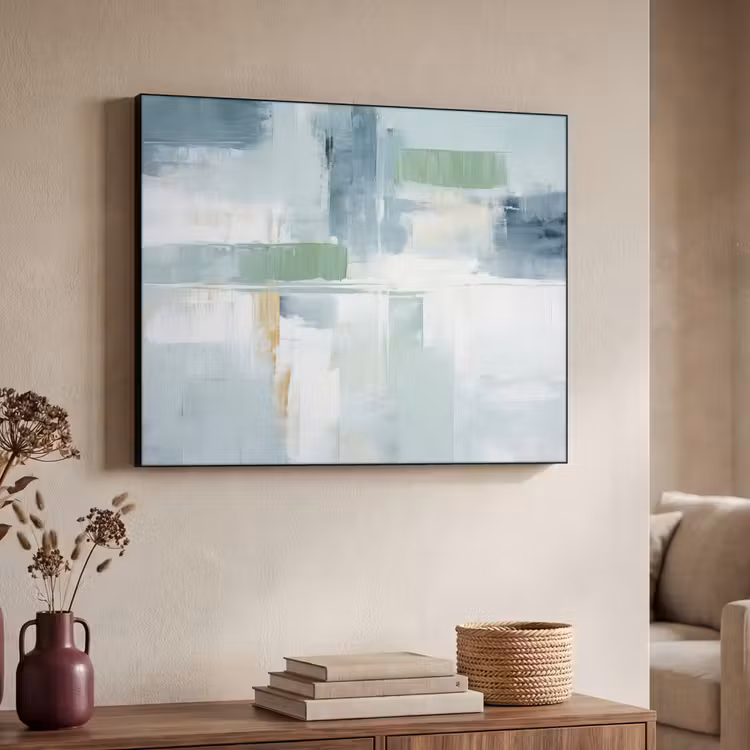 Verf - Moderne kunst - Abstract - Grijs Textielframe zwart klein -sfeer3