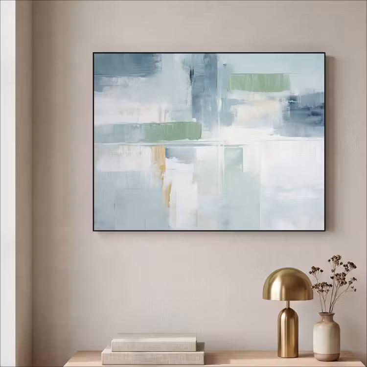Verf - Moderne kunst - Abstract - Grijs Textielframe zwart klein -sfeer2