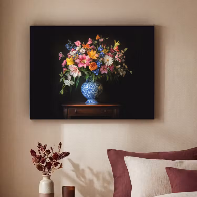 Kleur - Vaas - Bloemen - Boeket Textielframe zwart klein -sfeer1