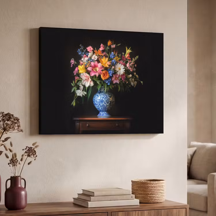 Kleur - Vaas - Bloemen - Boeket Textielframe - compleet frame klein -sfeer3