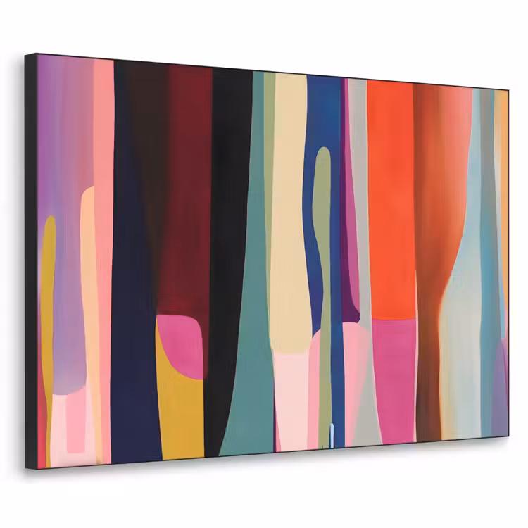 Kleurbanen - Verticaal - Kleurrijk Textielframe - compleet frame klein -3d