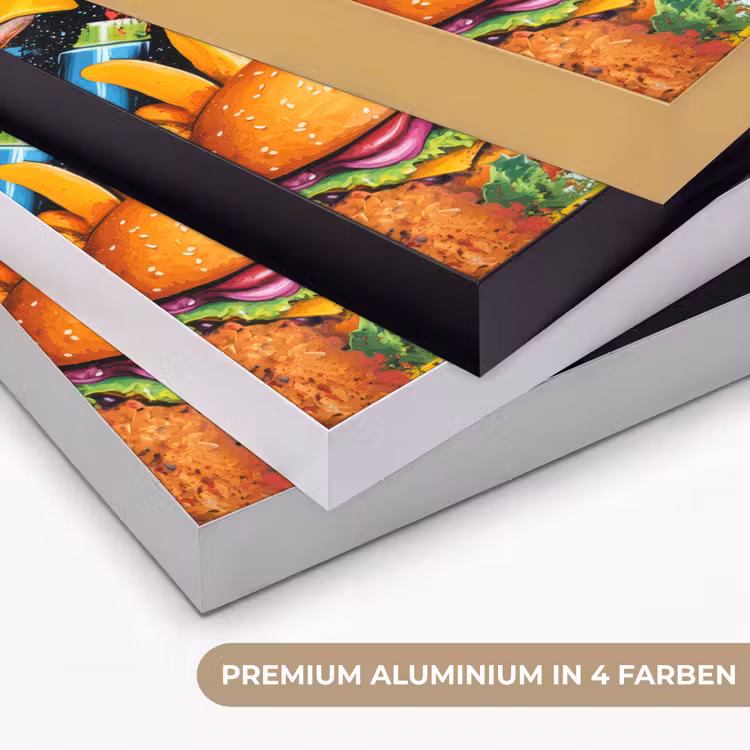 Fastfood - Graffiti - Hamburger - Eten - Modern Textielframe zwart klein -USP_kleurenDE