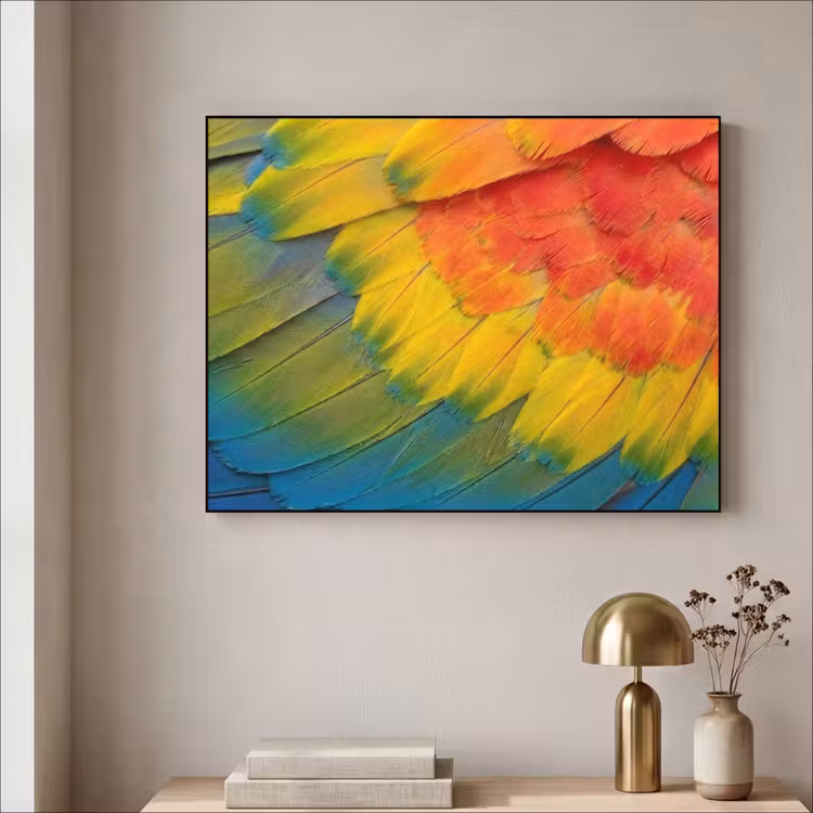 Veren - Ara - Kleurrijk Textielframe zwart klein -sfeer2