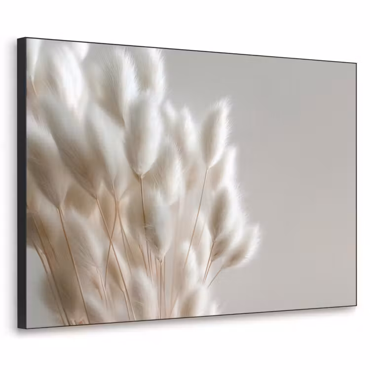 Pluimen - Beige - Minimalistisch Textielframe zwart klein -3d