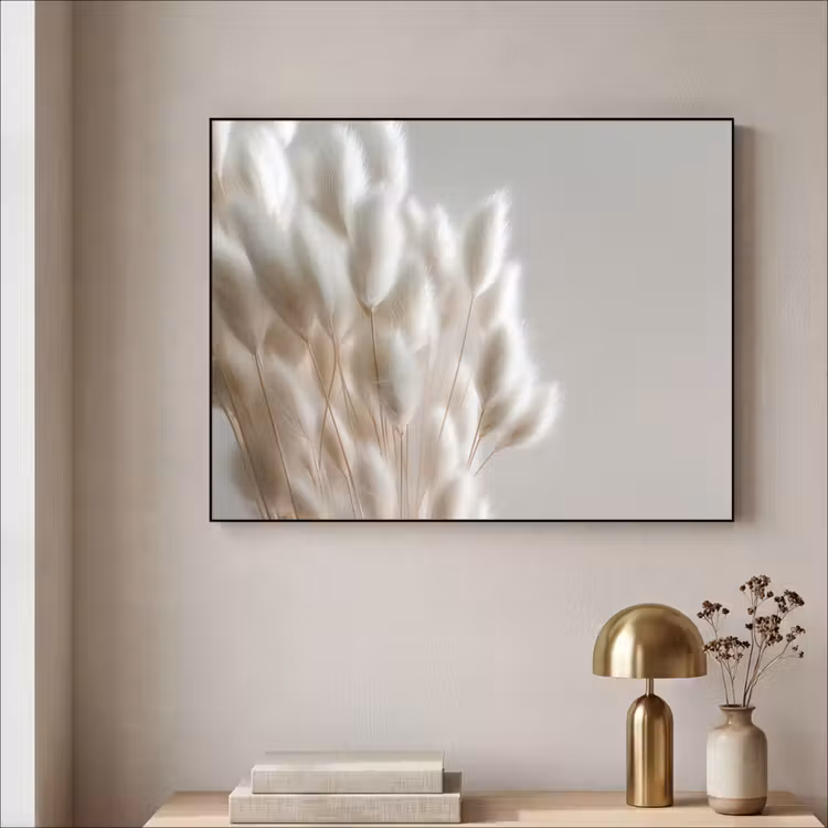 Pluimen - Beige - Minimalistisch Textielframe - compleet frame klein -sfeer2