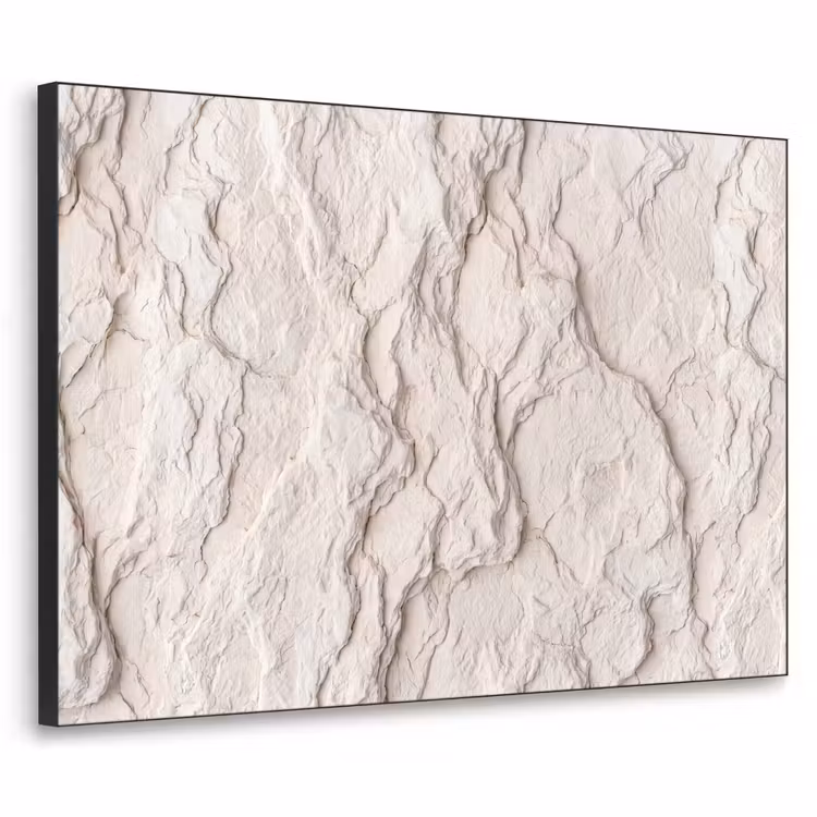Rots - Structuur - Natuur - Beige - Abstract Textielframe zwart klein -3d
