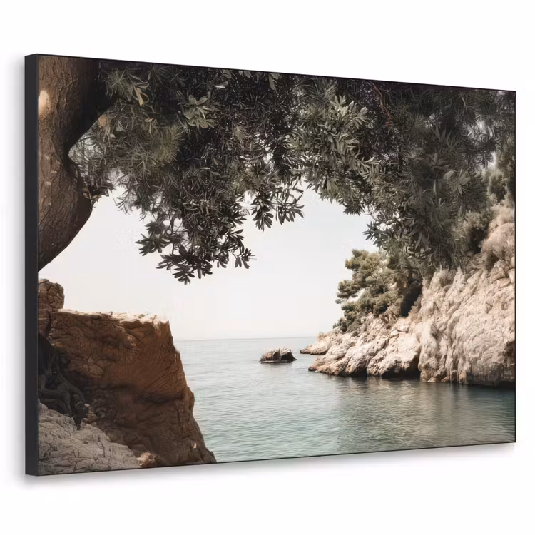 Rotsen - Zee - Boom - Groen Textielframe - compleet frame klein -3d