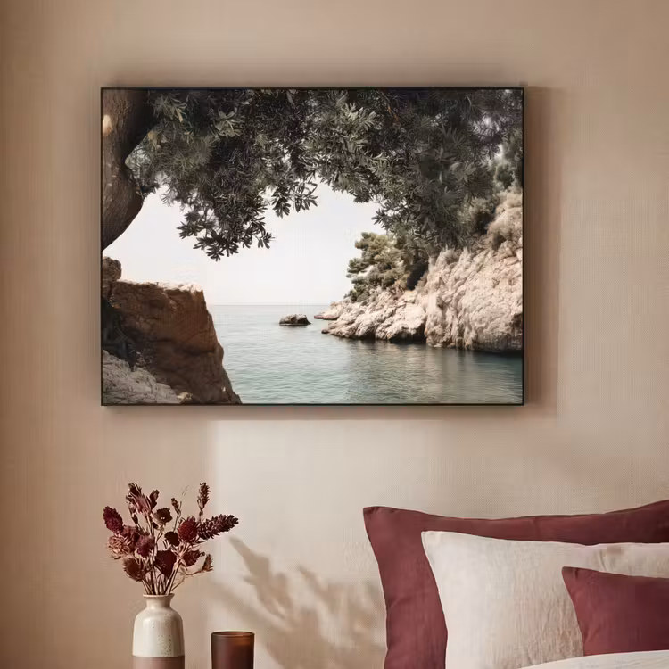 Rotsen - Zee - Boom - Groen Textielframe - compleet frame klein -sfeer1