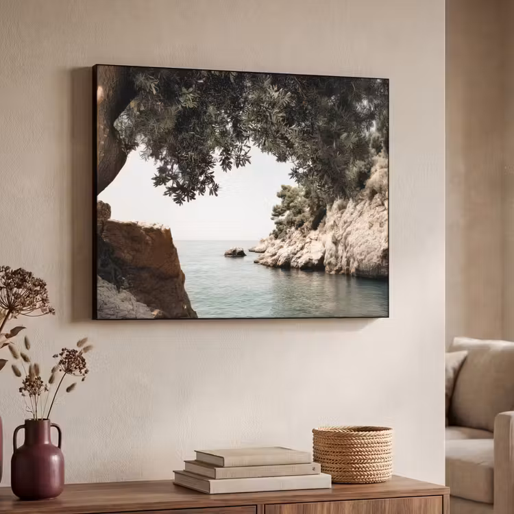 Rotsen - Zee - Boom - Groen Textielframe - compleet frame klein -sfeer3