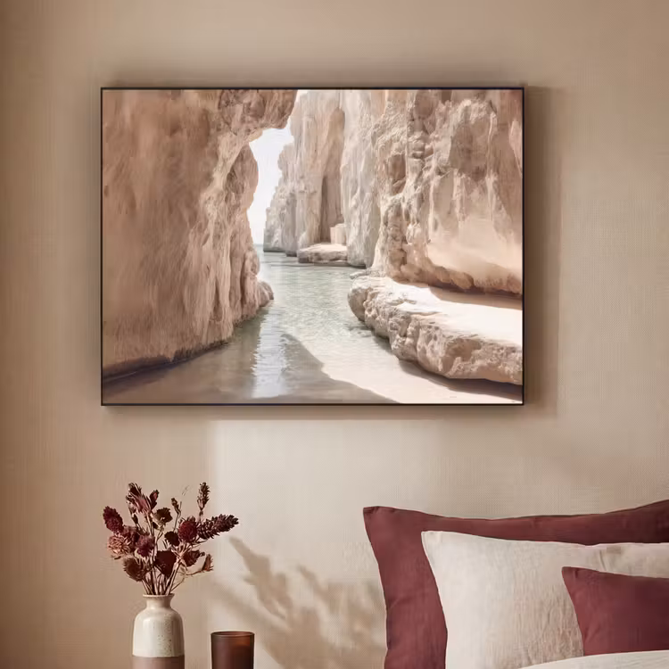 Rotsen - Zee - Zand - Kloof Textielframe zwart klein -sfeer1