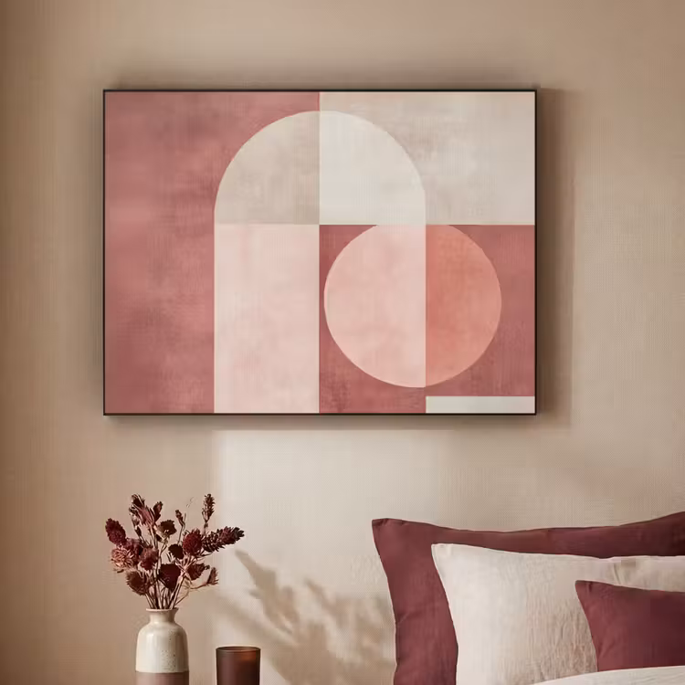 Figuren - Abstract - Roze Textielframe - compleet frame klein -sfeer1