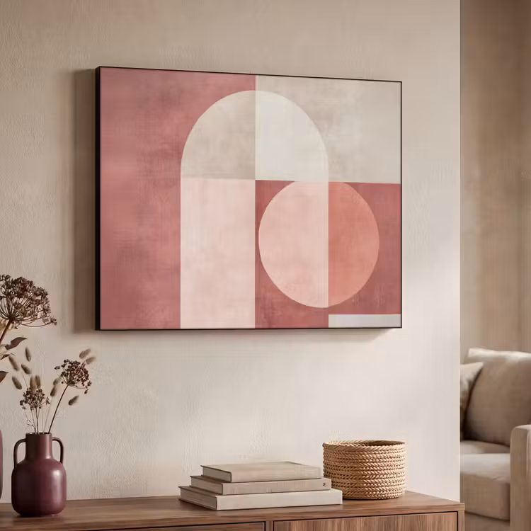 Figuren - Abstract - Roze Textielframe zwart klein -sfeer3
