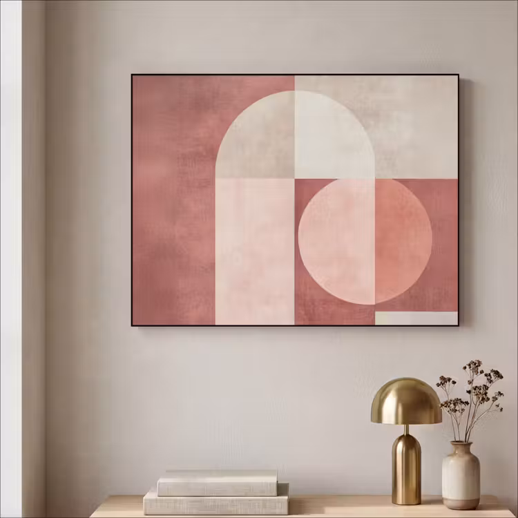 Figuren - Abstract - Roze Textielframe zwart klein -sfeer2
