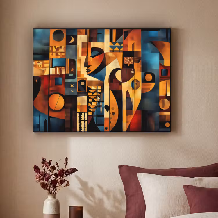 Figuren - Abstract - Symbolen Textielframe zwart klein -sfeer1