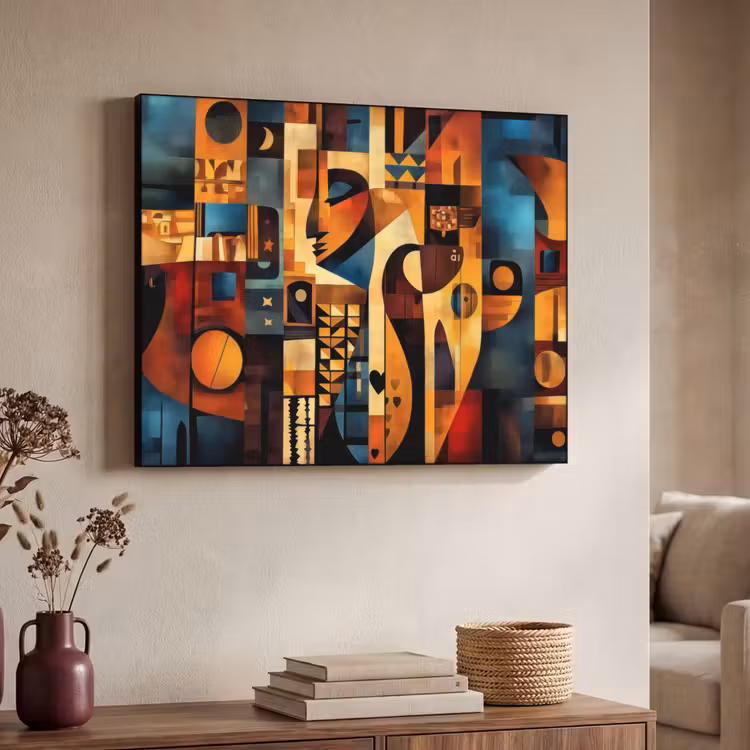 Figuren - Abstract - Symbolen Textielframe - compleet frame klein -sfeer3