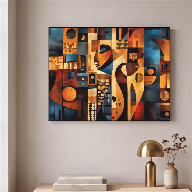 Figuren - Abstract - Symbolen Textielframe zwart klein -sfeer2