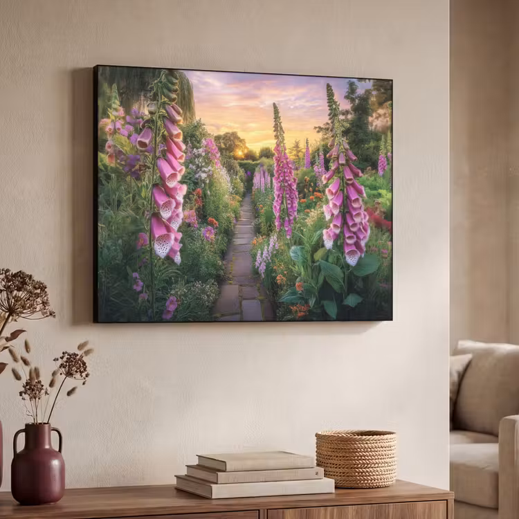 Vingerhoedskruid - Bloemen - Tuin Textielframe - compleet frame klein -sfeer3