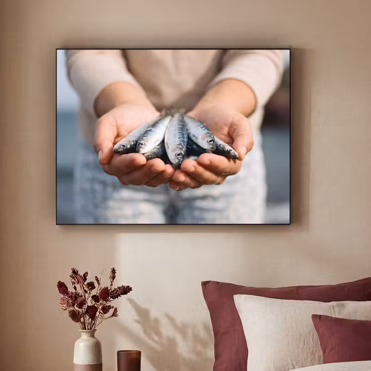 Art Frame - Fisch – Hände – Natur - Vis - Handen - Natuur Textielframe zwart klein