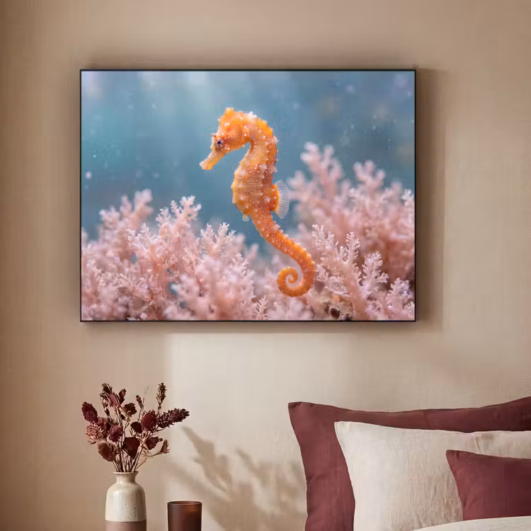 Vis - Koraal - Oceaan - Macro - Oranje Textielframe zwart klein -sfeer1