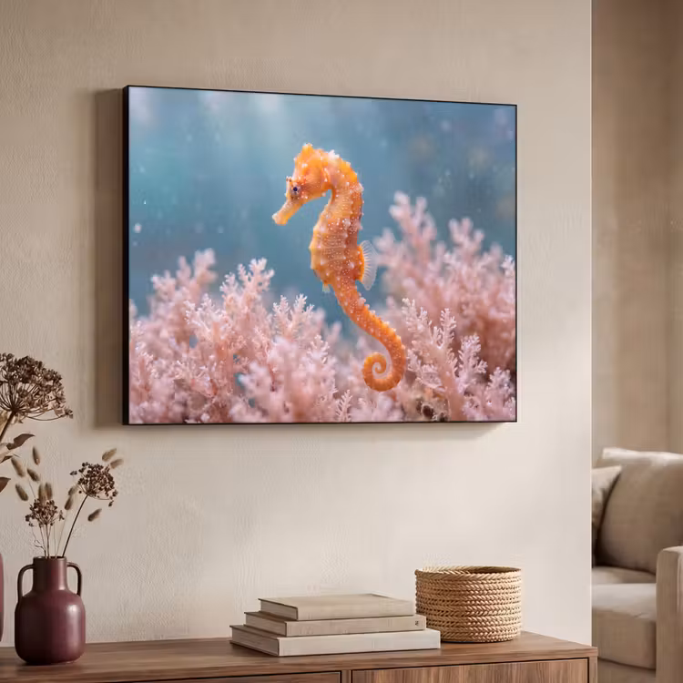 Vis - Koraal - Oceaan - Macro - Oranje Textielframe zwart klein -sfeer3