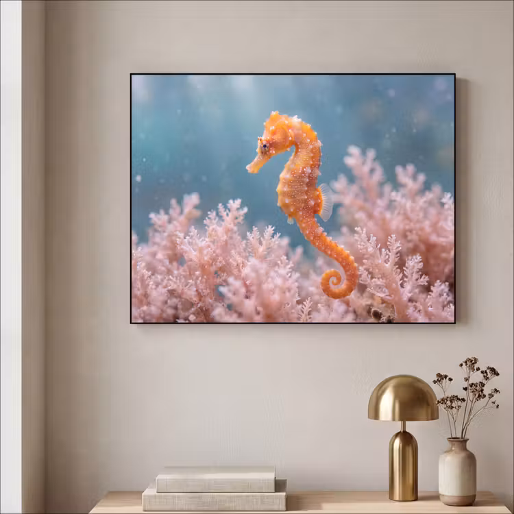Vis - Koraal - Oceaan - Macro - Oranje Textielframe zwart klein -sfeer2