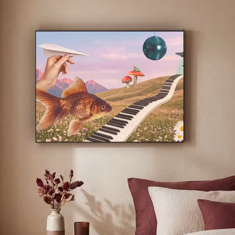 Art Frame - Fisch – Natur – Abstrakt - Vis - Natuur - Abstract Textielframe zwart klein