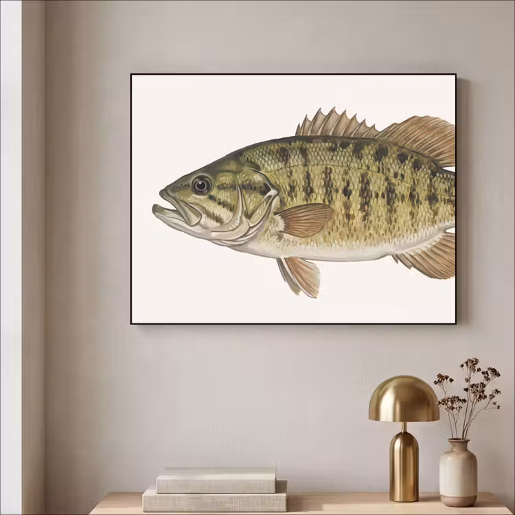 Vissen - Natuur - Vintage Textielframe zwart klein -sfeer2