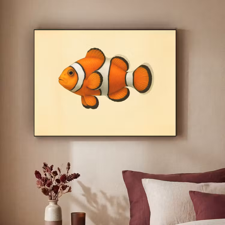 Vis - Oranje - Strepen Textielframe - compleet frame klein -sfeer1