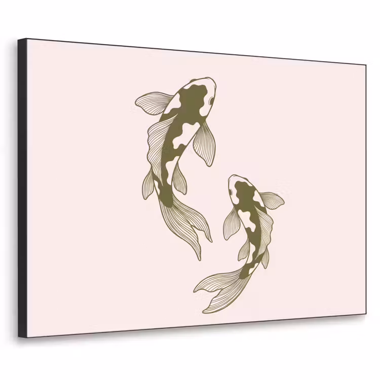 Vis - Zwemmend - Groen - Abstract - Dieren Textielframe zwart klein -3d
