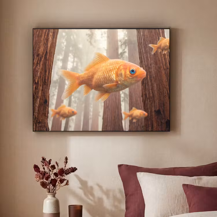 Art Frame - Fisch – Wald – Fantasie - Vis - Bos - Fantasie Textielframe zwart klein