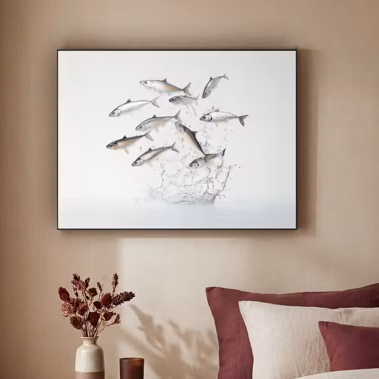 Vissen - Water - Wit Textielframe - compleet frame klein -sfeer1