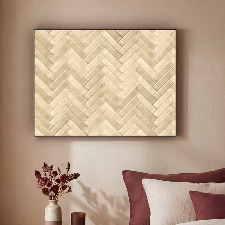 Visgraat - Tegel - Zand Textielframe zwart klein 947 -sfeer1